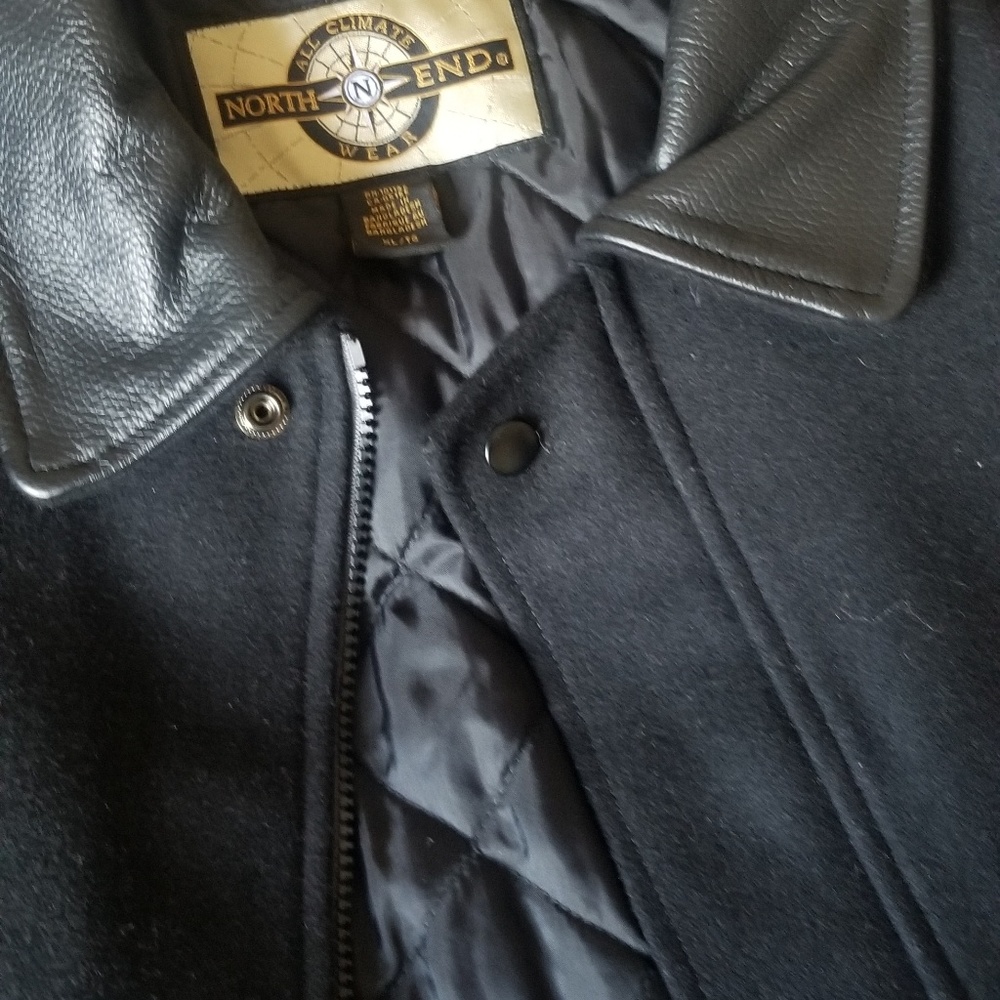 Men Leather and wool coat
